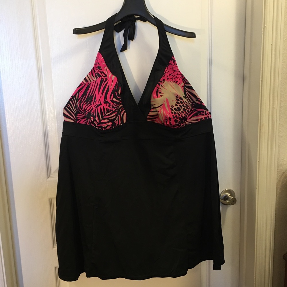 Tropical Escape pink/black/tan 1 piece swimsuit